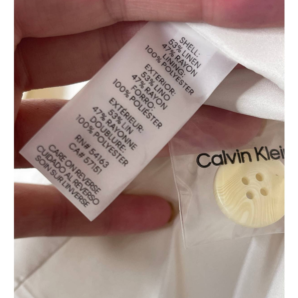 Calvin Klein Womans 10 LINEN Zebra Print Blazer Oversized Jacket Tan Cream White - Picture 5 of 6